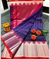 Navy Blue and Pink color kuppadam pattu handloom saree with kanchi kuppadam border design -KUPP0097141