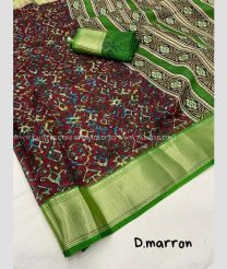 Maroon and Parrot Green color paithani sarees with all over digital printed design -PTNS0004990