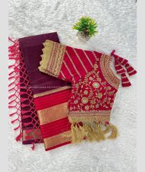 Plum Velvet and Deep Pink color Organza sarees with jari with designer sequence -ORGS0003328