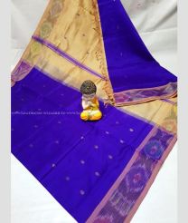 Navy Blue and Cream color Tripura Silk handloom saree with all over nakshtra buties with pochampally border design -TRPP0008425