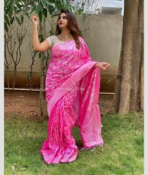 Pink and silver color Lichi sarees with soft silk saree design -LICH0000056