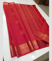 Pink and Copper color kanchi pattu sarees with all over buttas design -KANP0013785