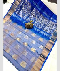 Bluish Grey and Blue color uppada pattu sarees with all over buttas design -UPDP0022030