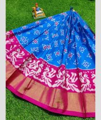 Blue and Pink color Ikkat Lehengas with all over ikkat design -IKPL0025097