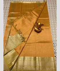 Orange and Silver color mangalagiri pattu handloom saree with kanchi border design -MAGP0026597