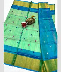 Aquamarine and Blue Ivy color uppada pattu sarees with all over nakshtra buttas design -UPDP0022209