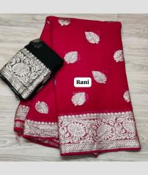 Red Pink and Black color Georgette sarees with all over jari pan buties with banarasi jari border design -GEOS0023959