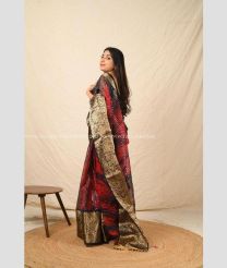 Maroon and Golden color Organza sarees with all over sequencing weaving work with gold jari big border design -ORGS0003086