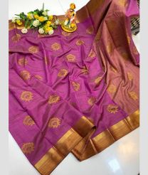 Magenta and Lite Brown color Kora sarees with all over buttas design -KORS0000140