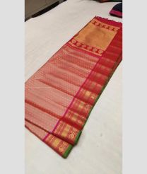 Copper and Pink color gadwal pattu handloom saree with all over brocade design -GDWP0001737