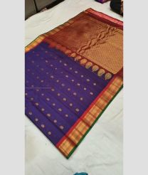 Purple Blue and Red color gadwal sico handloom saree with all over buties design -GAWI0000744