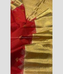 Red and Golden color gadwal pattu sarees with kanchi kuttu border design -GDWP0001896