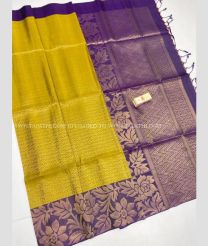 Mustard Yellow and Purple color soft silk kanchipuram sarees with zari border saree design -KASS0000180