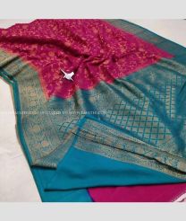 Deep Pink and Blue Ivy color Georgette sarees with khaddi georgette saree with beautiful tiny buties design -GEOS0015406