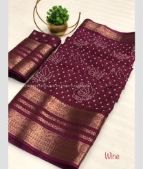 Dark Magenta and Lite Golden color silk sarees with all over kalamkari printed with heavy jacquard 9 inch border design -SILK0017268
