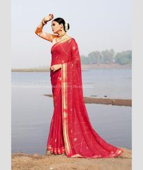 Red color Chiffon sarees with all over buties saree design -CHIF0001098