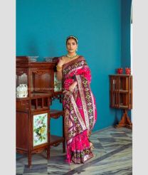 Pink and Maroon color Banarasi sarees with patola type border design -BANS0018849