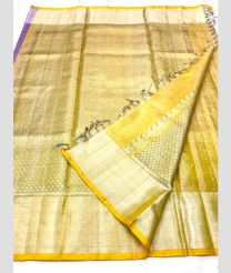 Lavender and Lemon Yellow color venkatagiri pattu handloom saree with all over jari design -VAGP0000852