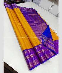Orange and Purple color kanchi pattu sarees with koravai border design -KANP0013834