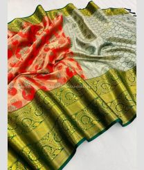 Red and Pine Green color Banarasi sarees with all over design with heavy border -BANS0018787