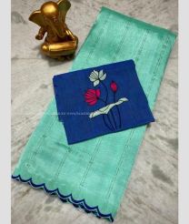 Turquoise and Blue color mangalagiri pattu sarees with all over lines work design -MAGP0026639