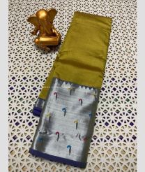 Mehendi Green and Navy Blue color mangalagiri pattu sarees with paithani border design -MAGP0026900