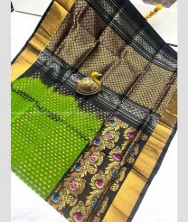 Parrot Green and Black color uppada pattu sarees with anchulatha border design -UPDP0022097