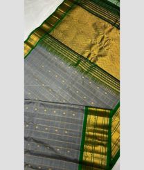 Grey and Pine Green color gadwal sico handloom saree with all over buties with kanchi border design -GAWI0000626