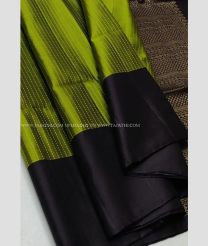 Leafy Green and Black color soft silk kanchipuram sarees with all over buttas design -KASS0001042