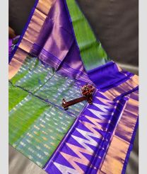 Green and Purple Blue color uppada pattu handloom saree with all over buties with anchulatha border design -UPDP0021155