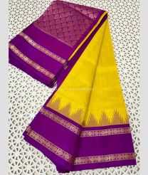 Mango Yellow and Magenta color kuppadam pattu sarees with two side rudraksha border design -KUPP0097179
