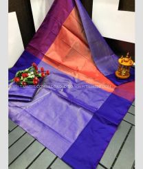 Purple and Copper color Uppada Tissue handloom saree with plain with two sides pattu border design -UPPI0001729
