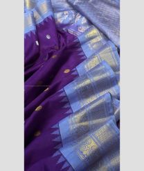 Purple and Lavender color gadwal pattu handloom saree with all over buties with temple kothakomma kuthu interlock weaving system design -GDWP0001666
