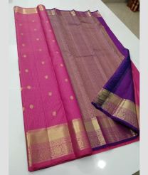 Rose Pink and Purple color kanchi pattu handloom saree with all over buties with small border design -KANP0013307