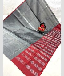 Grey and Maroon color Uppada Tissue handloom saree with all over big buties saree design -UPPI0000328