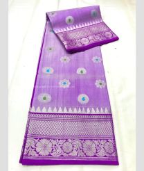 Lavender and Purple color venkatagiri pattu handloom saree with all over silver buties design -VAGP0000912
