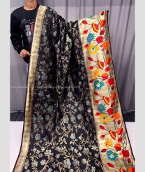 Black and Cream color paithani sarees with all over 3d traditional pattern design -PTNS0005227