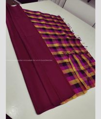 Maroon and Pink color soft silk kanchipuram sarees with plain with hand woven unique pattern design -KASS0000587
