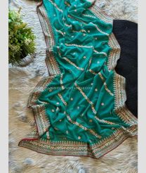 Blue Turquoise color Georgette sarees with beautiful multi stich embroidery work and using viscos thread design -GEOS0024178