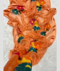Orange color Chiffon sarees with all over daimond work with hand painted design -CHIF0001927