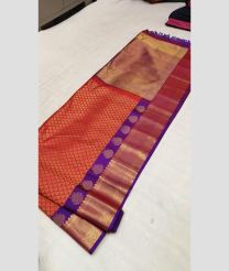Red and Purple color gadwal pattu handloom saree with all over brocade design -GDWP0001739