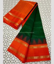 Forest Fall Green and Red color kuppadam pattu sarees with two side rudraksha border design -KUPP0097188