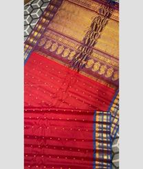 Red and Blue color gadwal sico handloom saree with all over buties design -GAWI0000661