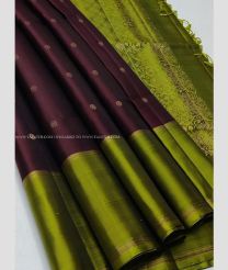 Scarlet and Leafy Green color soft silk kanchipuram sarees with all over buties design -KASS0000985