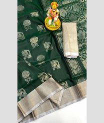 Forest Fall Green and Cream color uppada pattu handloom saree with all over silver buties design -UPDP0020998