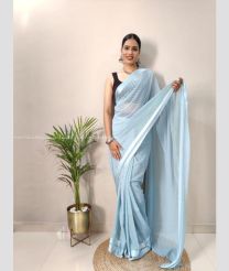 Sky Blue color silk sarees with plain with self design -SILK0003513