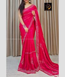 Pink color Chiffon sarees with all over beads work along with superbb zari lining design -CHIF0001947