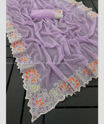 Lite Lavender color Georgette sarees with all over swarovski highlights with embroidery border design -GEOS0014092