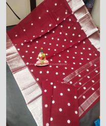 Maroon color Uppada Cotton handloom saree with all over dollar buties saree design -UPAT0003130
