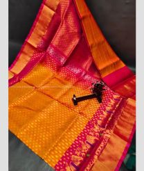 Lite Orange and Pink color uppada pattu handloom saree with all over buties with anchulatha border design -UPDP0021158